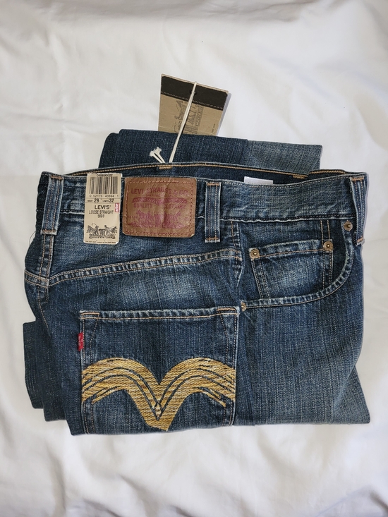Levi's Other - Levi's Men's Dark Blue Loose Straight Jeans with Gold Pocket Stitch